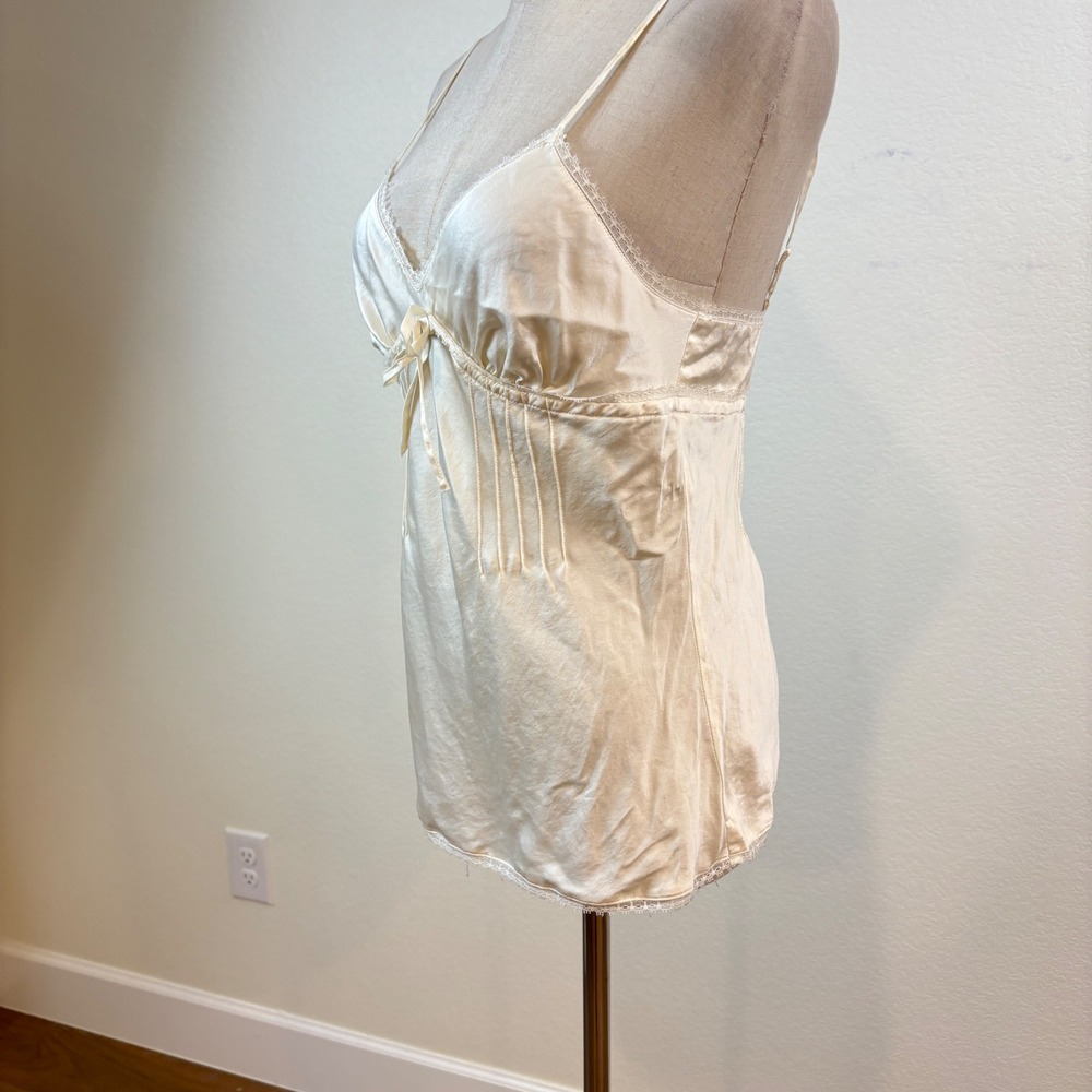 Intimissimi Silk Camisole Women S Lace Pintuck Pleated Top Coquette Milkmaid - Picture 7 of 12
